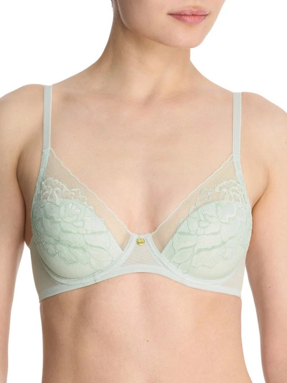 Natori Flora Lace Plunge T-Shirt Bra in Mild Mint, 32DD